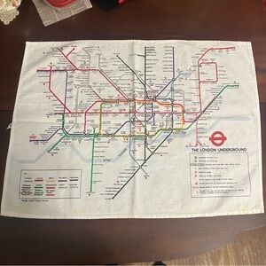 Vintage London Underground Map Souvenir 100% Cotton Tea Towel